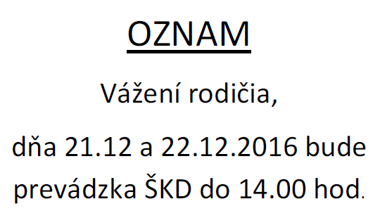 Oznam ŠKD